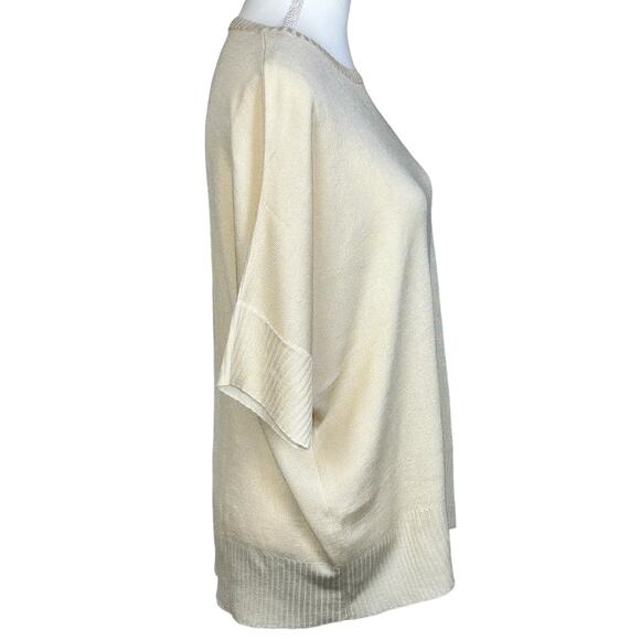 GISPA Light Sweater Women Size 14 Yellow Italian Made Knit Dolman Minimalist Top - Picture 4 of 11